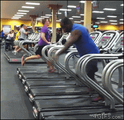 Man spinning on treadmill
