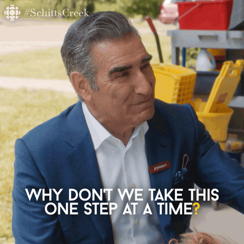 How to start working out again: Johnny Rose talking from Schitt's Creek GIF
