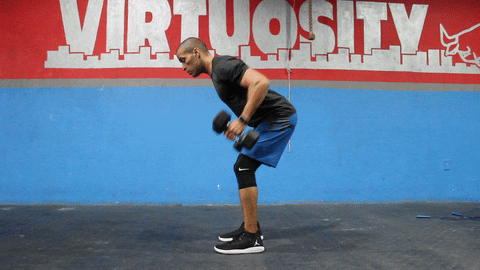 Bent-over dumbbell rows GIF