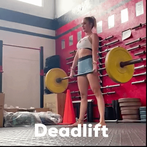 Woman doing some barbell deadlifts GIF
