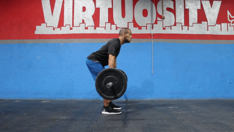 Man doing some barbell rows GIF
